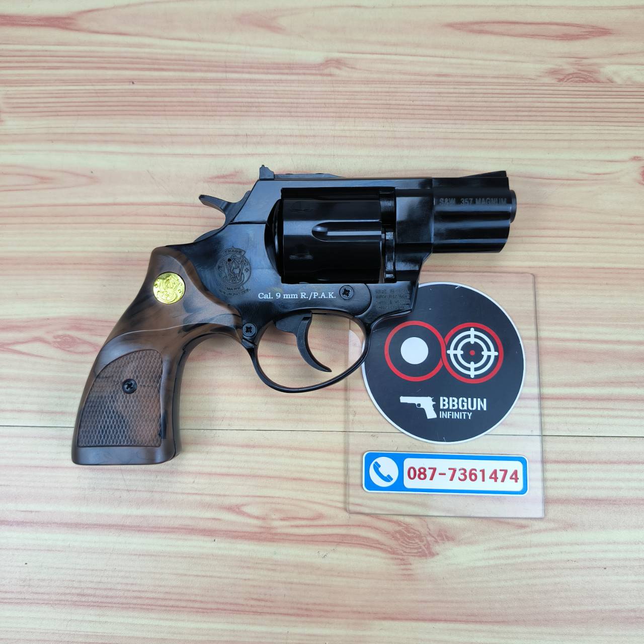 แบลงค์กัน ลูกโม่ 2 นิ้ว สีดำ Ekol Lite กระดุมทอง (Black) Smith & Wesson blank gun Revolver 2 inch