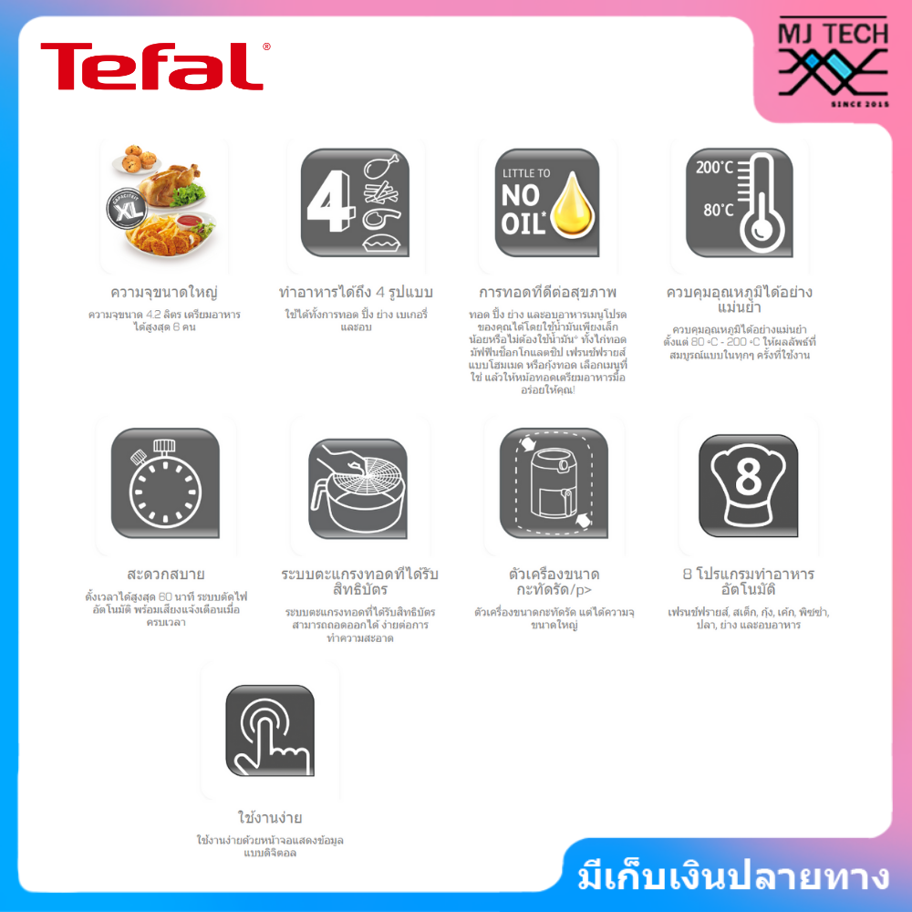 TEFAL หม้อทอดไร้น้ำมัน หน้าจอดิจิตอล รุ่น EY401866