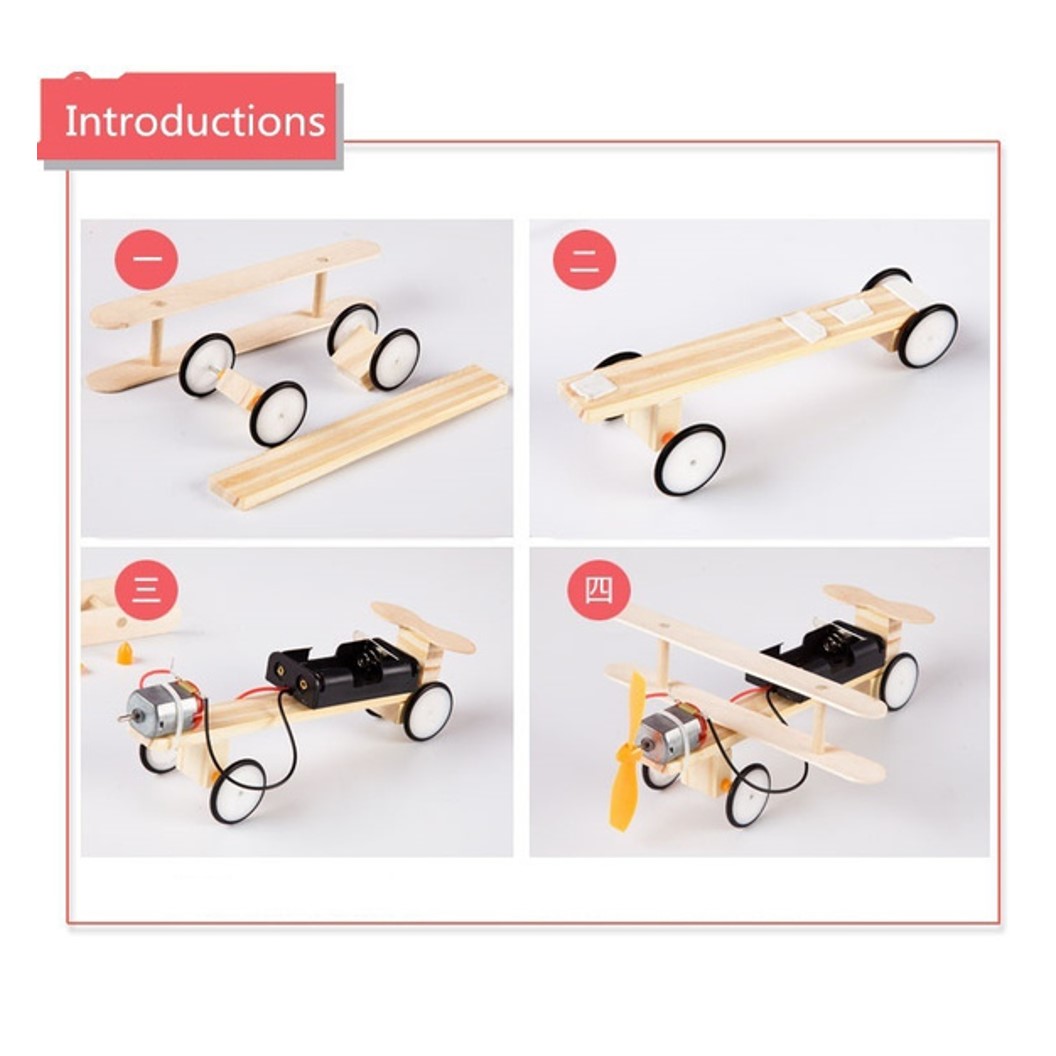 (1ชิ้น) AD112 ชุดประกอบไม้ เครื่องบิน DIY Educational Toy Set Constructional Learning Bricks for Boys And Girls Wooden Building Plan