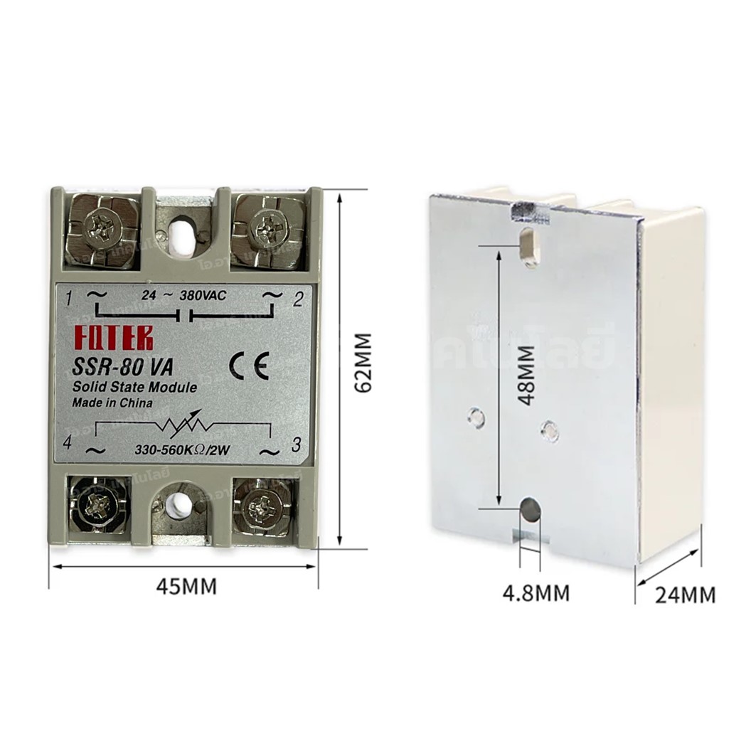 SSR-10VA/25VA/40VA/60VA/80VA/100VA โซลิดสเตทรีเลย์ Solid State Relay INPUT Resistor 80-250VAC, LOAD 24-380VAC 10-100A โมดูลตัดต่อวงจร