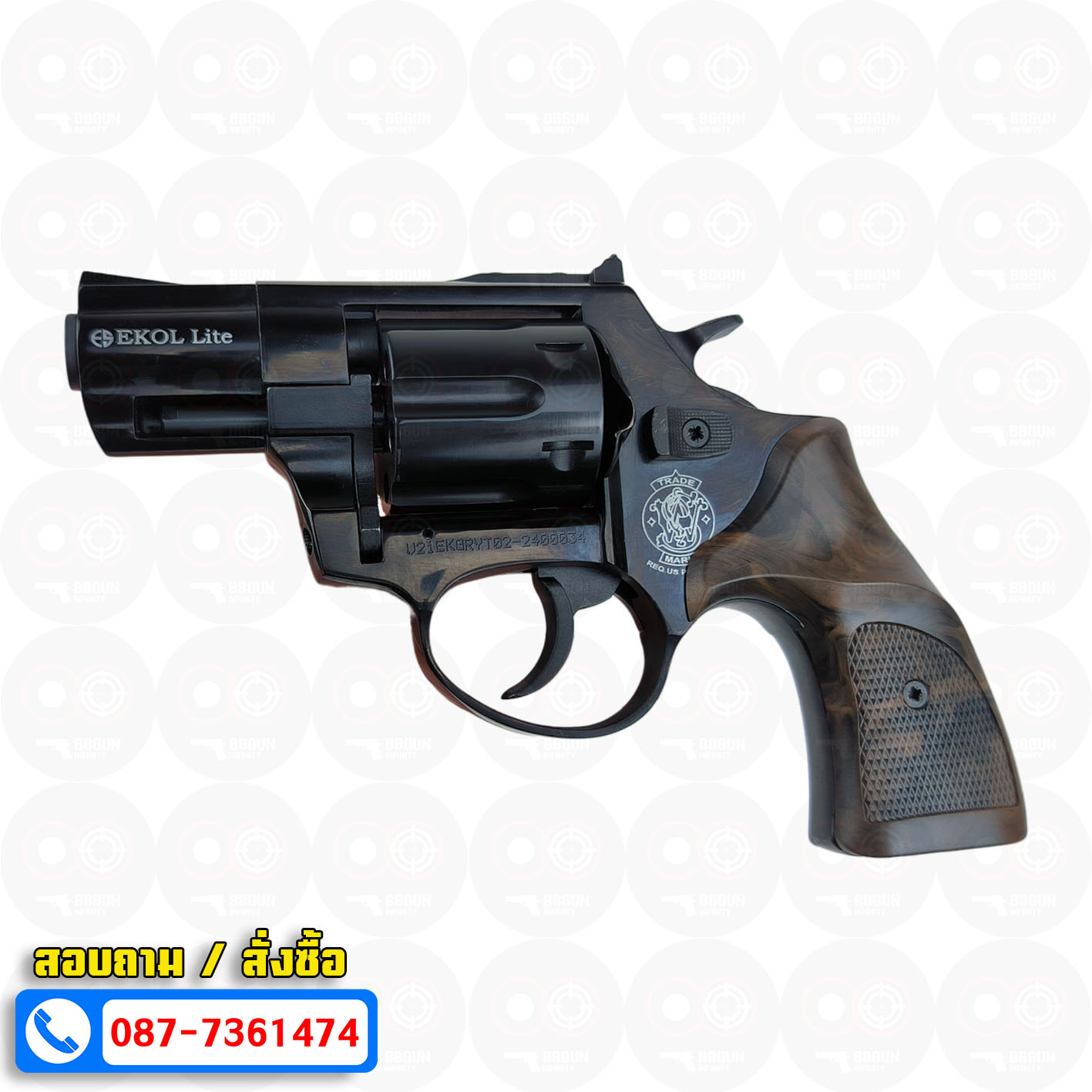 Ekol Lite แบลงค์กัน ลูกโม่ 2 นิ้ว สีดำ (Black) Smith & Wesson blank gun Revolver 2 inch