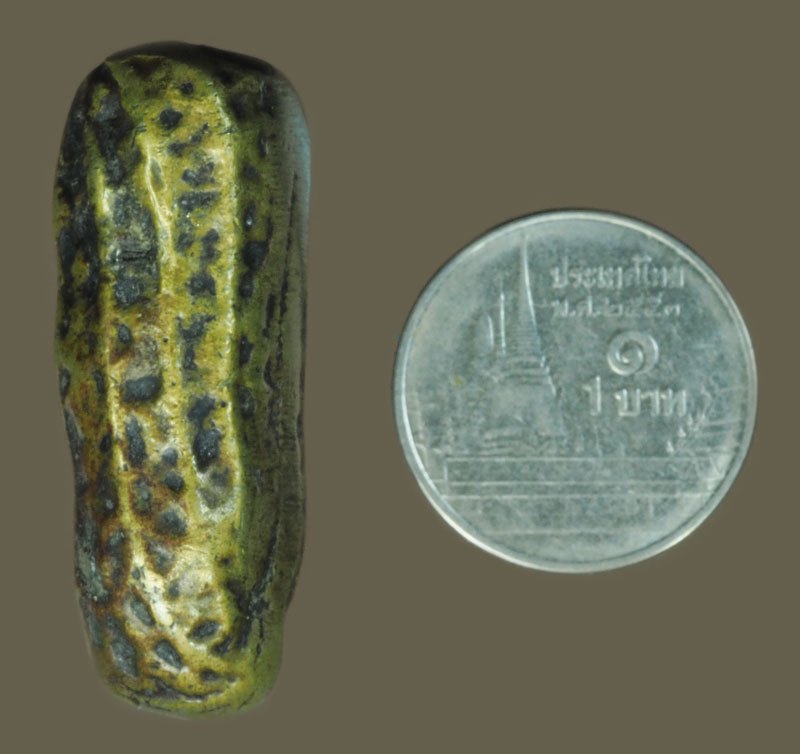 *40301 ถั่วลิสงหล่อโบราณ อุดกริ่ง เนื้อทองเหลือง กริ่งดังกังวาน ไม่ทราบที่ 12