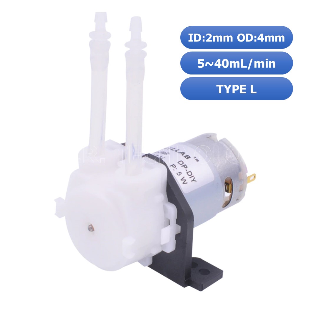(1ชิ้น) NC455 ปั้มน้ำ ปั้มของเหลว INTLLAB Type L 12V Silicone Tube Liquid Pump ID:2mm,OD:4mm, 5~40 mL/min