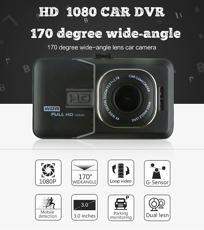 กล้องติดรถยนต์ FUL HD CAR DVR รุ่น T626 ความละเอียด 5 ล้านพิกเซล พร้อมอินฟราเรดมองเห็นเวลากลางคืนชัดเจน ใส่เมมได้ 32GB ส่งฟรีทั่วไทย