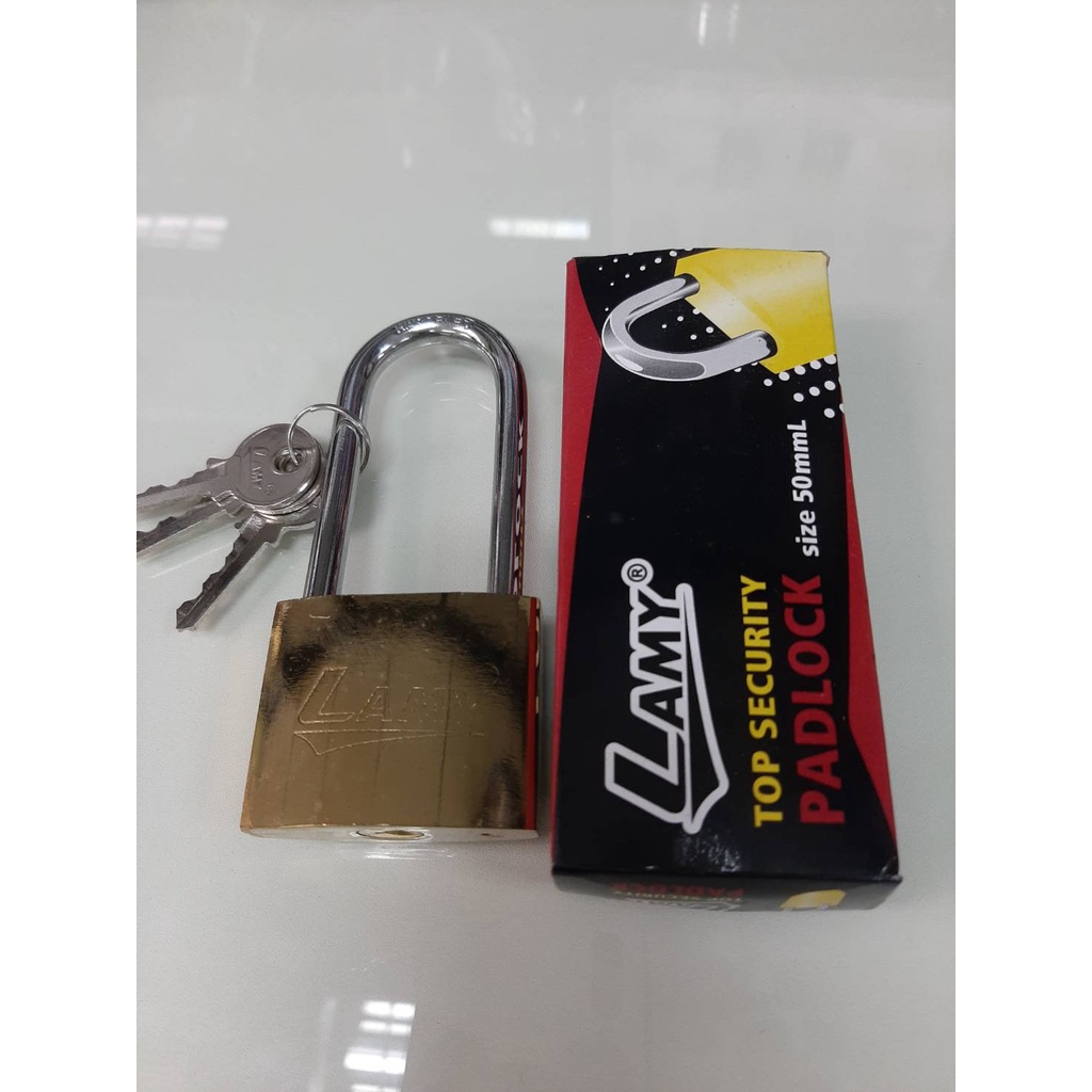 กุญแจสปริงชุบทอง(ราคารวมแวท)แกนทองเหลือง LAMY คอสั้น,คอยาว 25-50 mm. แม่กุญแจ กุญแจล็อคบ้าน ล็อกประตูคุณภาพดี