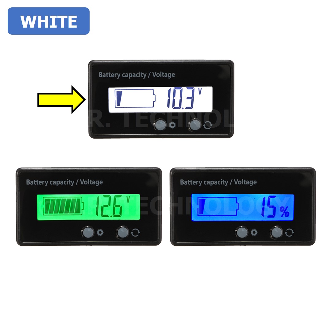 IB046 หน้าจอวัดแบตเตอรี่ สีขาว WHITE 12V-84V Lead-Acid 3-24 Strings Lithium Battery Power Display Meter Power Display Self setting