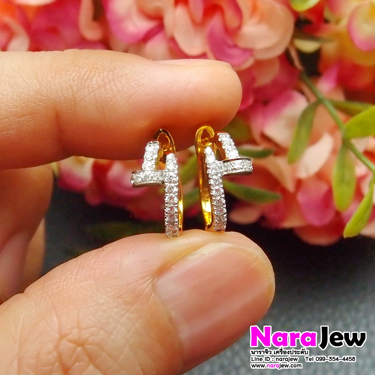 ต่างหูตะปู เพชรแท้ 0.38 ct เรือนทองคำแท้ 9K