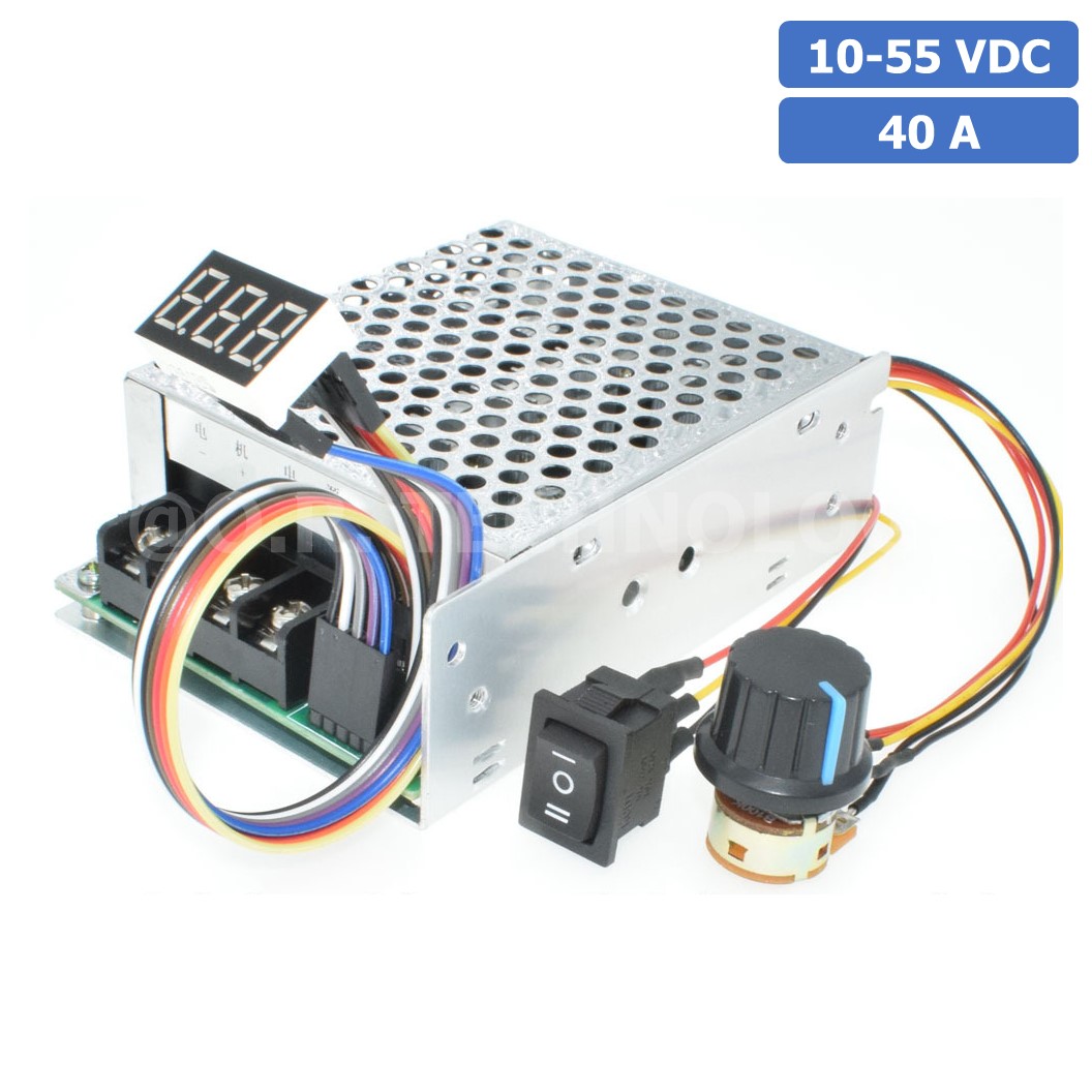XQ921-C เครื่องควบคุมความเร็วรอบมอเตอร์ DC พร้อมสวิตช์หมุนกลับทาง 40A 10-55VDC PWM Motor Speed Controller CW CCW Reversible Switch
