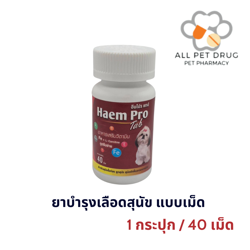 Haem Pro tab(1กระปุก/ 40 เม็ด) ยาบำรุงเลือดสุนัข