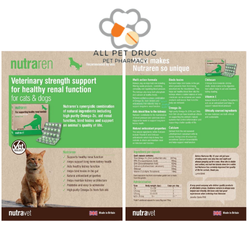 Nutraren 45 gel capsules/box อาหารเสริมบำรุงไต สำหรับสุนัขและแมว
