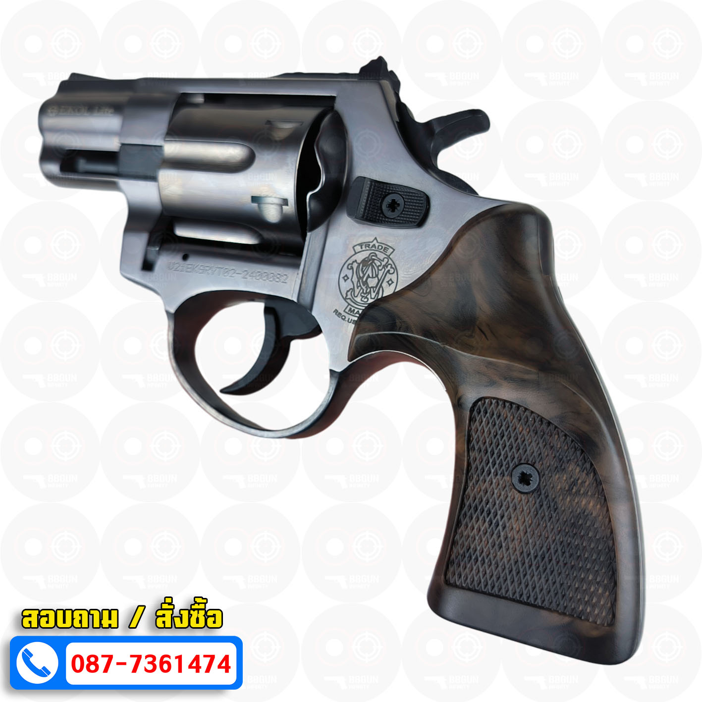 Ekol Lite แบลงค์กัน ลูกโม่ 2 นิ้ว สีฟูม (Fume) Smith & Wesson blank gun Revolver 2 inch