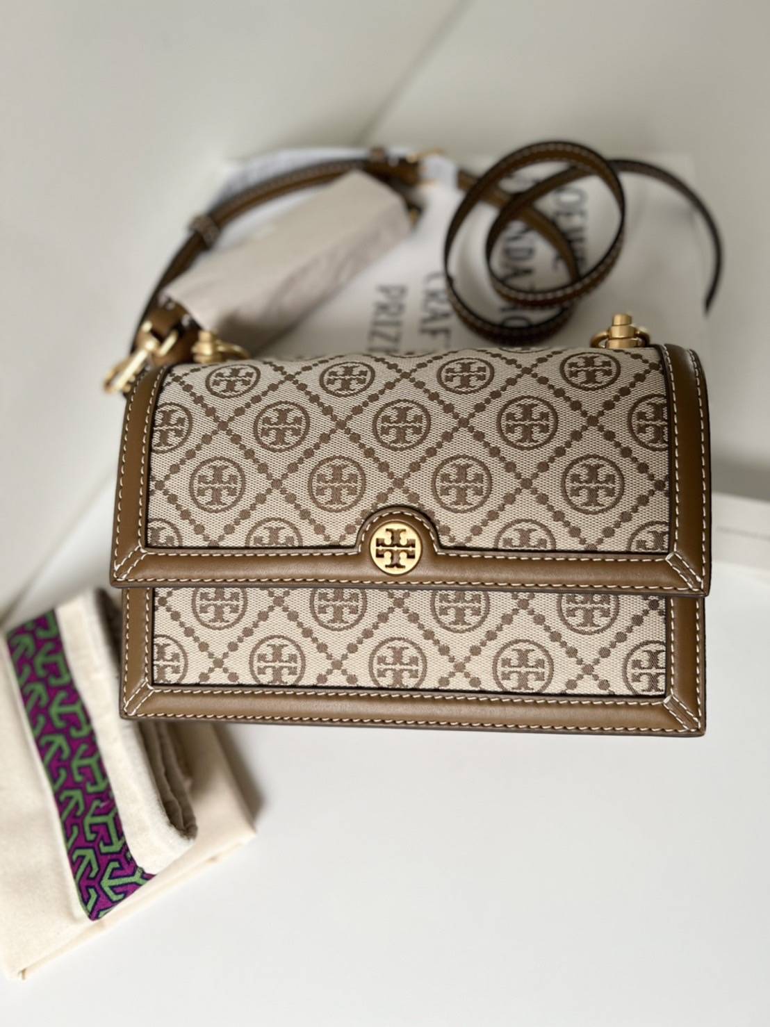 TORY BURCH T MONOGRAM JACQUARD SMALL