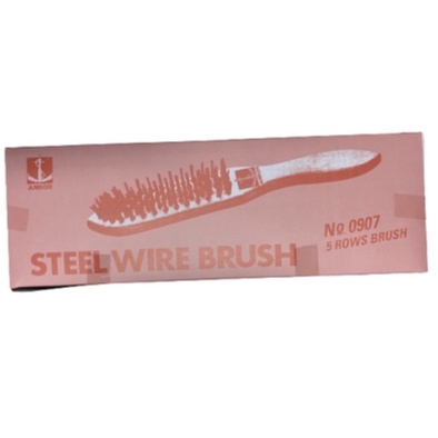 แปรงลวดเหล็ก 5 แถว ตราสมอ (ราคารวมแวท) แปรงลวดเหล็กด้ามไม้ แปรงขัดสนิม แปรงขัดกระทะหมูกระทะ {0407810501}