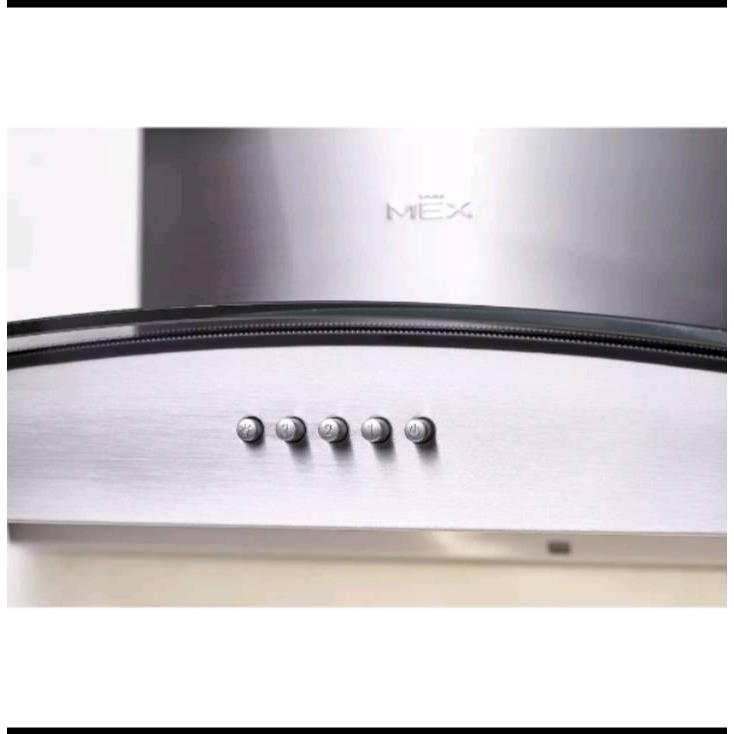 เครื่องดูดควันทรงกระจกโค้ง สเตนเลสสตีลมาพร้อม HONEY COMB BAFFLE FILTER 3 ชั้น MEX รุ่น KV7118BFX90