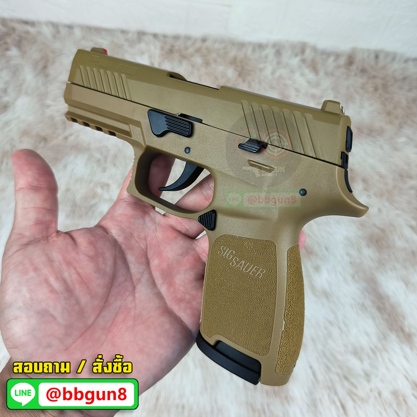 แบลงค์กัน Ceonic SIG SAUER P320 Compact 9mm. P.A.K blank gun สีทราย (แถมกล่องใส่ปืน แม็กาซีน 2 อัน แส้ น้ำยาทำความสะอาด)