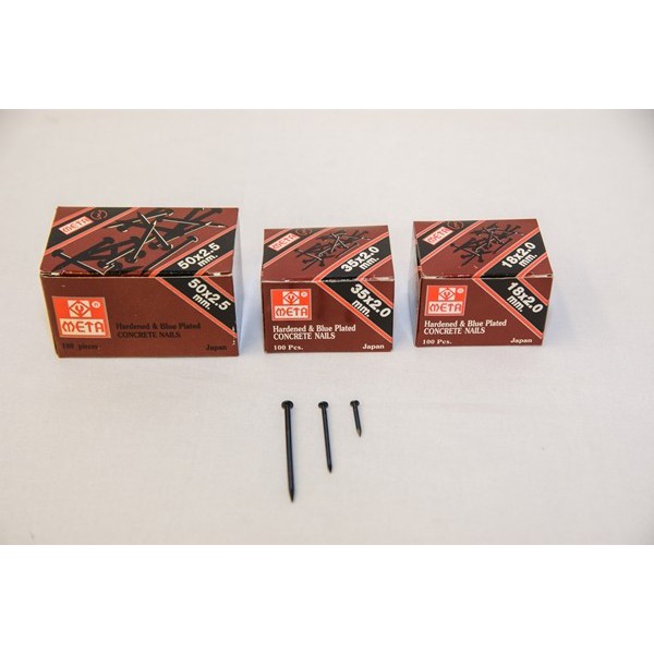 ตะปูคอนกรีตดำ META (กล่อง : 10 กล่องเล็ก)(ราคารวมแวท) มีความแข็ง ปลายแหลม รูปร่างคล้ายเข็ม ไม่งอง่าย