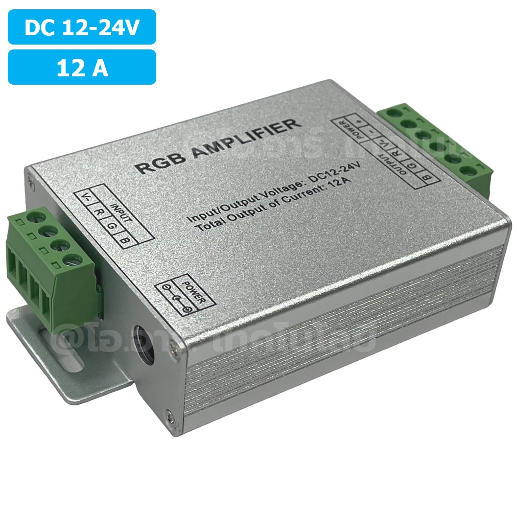 RGB AMP-12A อุปกรณ์ขยายสัญญาณ LED Repeater LED RGB Amplifier 12A 12-24VDC สำหรับไฟ LED Strip ตัวขยายไฟเส้น
