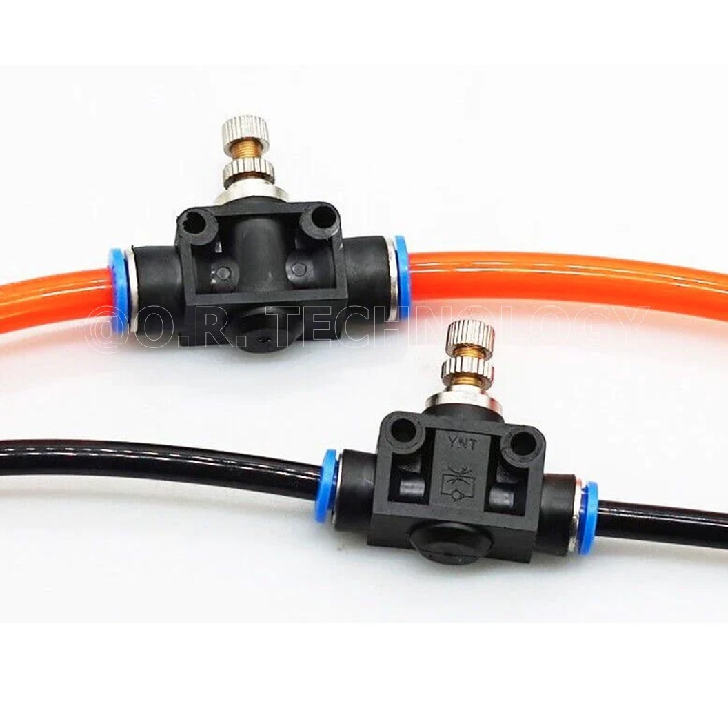SA-10 ข้อต่อลม 2ทาง แบบปรับลมได้ ข้อต่อปรับลม ข้อต่อวาล์วปรับลม Speed Controller Valve flow speed control valve Pneumatic Quick Fitting 2 way Push in