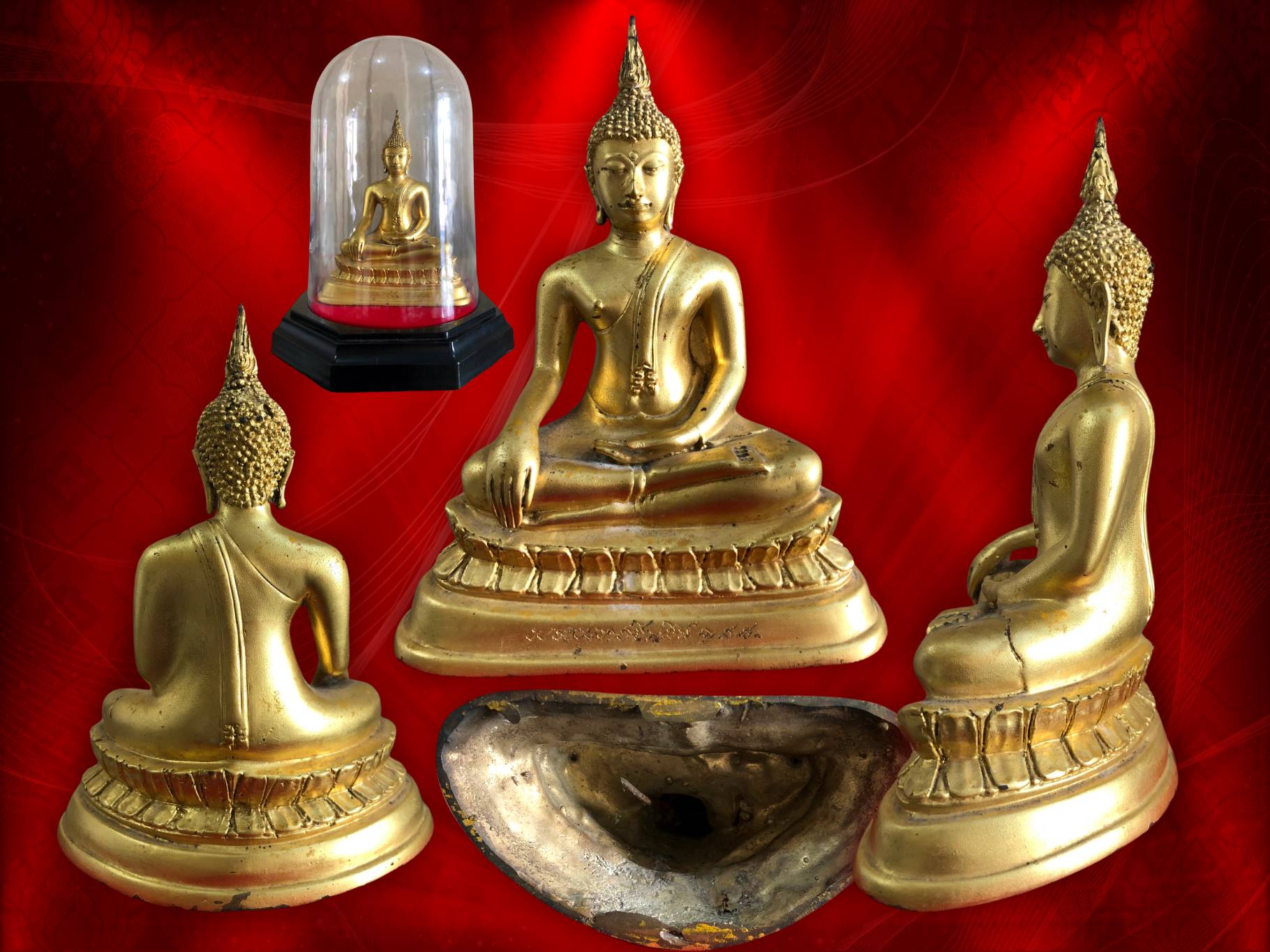 พระบูชาพุทธชินสีห์ ขนาดฐาน 5 นิ้ว รุ่น 80 พรรษา สมเด็จพระญาณสังวร สมเด็จพระสังฆราช สกลมหาสังฆปริณายก วัดบวรนิเวศ เนื้อโลหะปิดทอง พ.ศ.2536