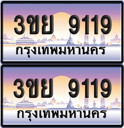 ทะเบียน 9119 ป้ายประมูล - 3ขย 9119 พร้อมส่งมอบ จากกรมขนส่ง (เลขสวย)
