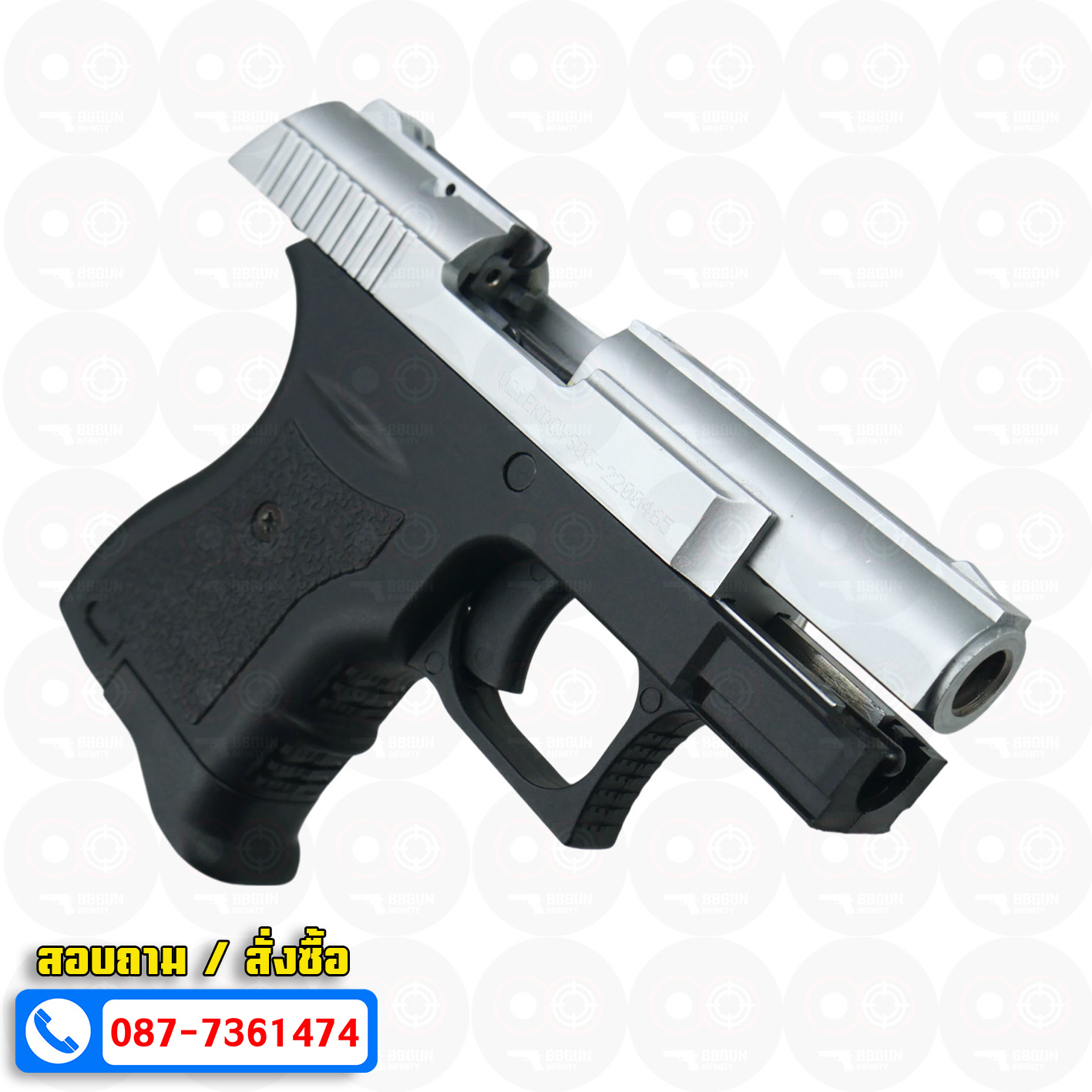 แบลงค์กัน EKOL BOTAN White สีเงินด้าน 9 mm P.A.K. Blank gun (แถมกล่องใส่ปืน)