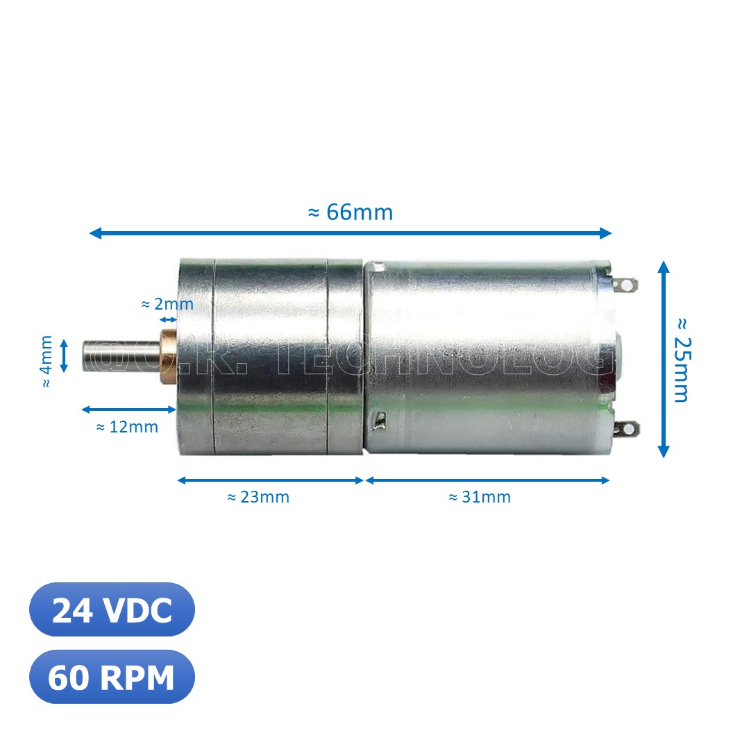 (1ชิ้น) JB368 มอเตอร์ มอเตอร์เกียร์ มอเตอร์อเนกประสงค์ 25GA-370 24VDC 60RPM DC Gear Motor (Shaft D, 4mm)
