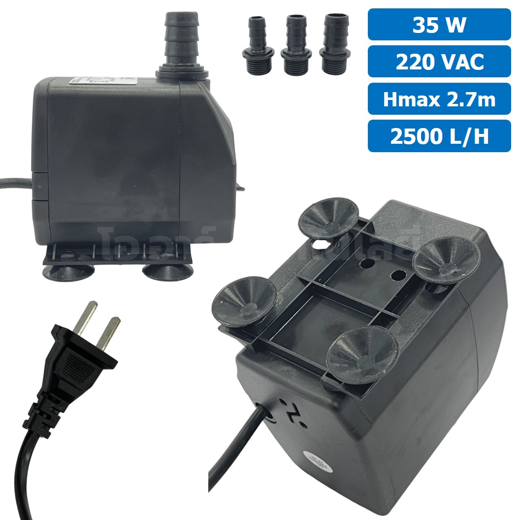 JN-2500 ปั๊มน้ำ ปั๊มแช่ ปั๊มน้ำพุ 220VAC 35W Water pump Submersible Pump JING NUO Hmax 2.70-2.75m Qmax 2500L/H JINGNUO