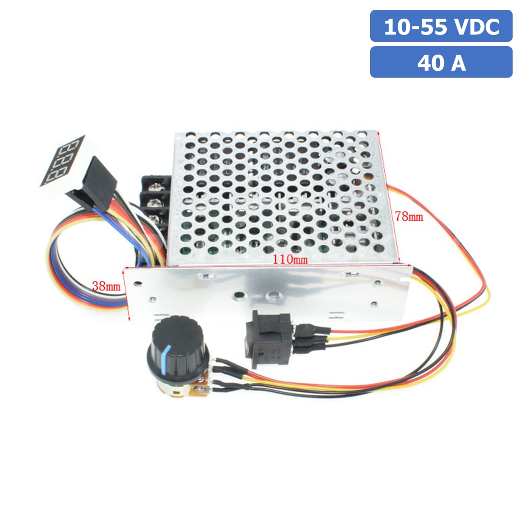 XQ921-C เครื่องควบคุมความเร็วรอบมอเตอร์ DC พร้อมสวิตช์หมุนกลับทาง 40A 10-55VDC PWM Motor Speed Controller CW CCW Reversible Switch