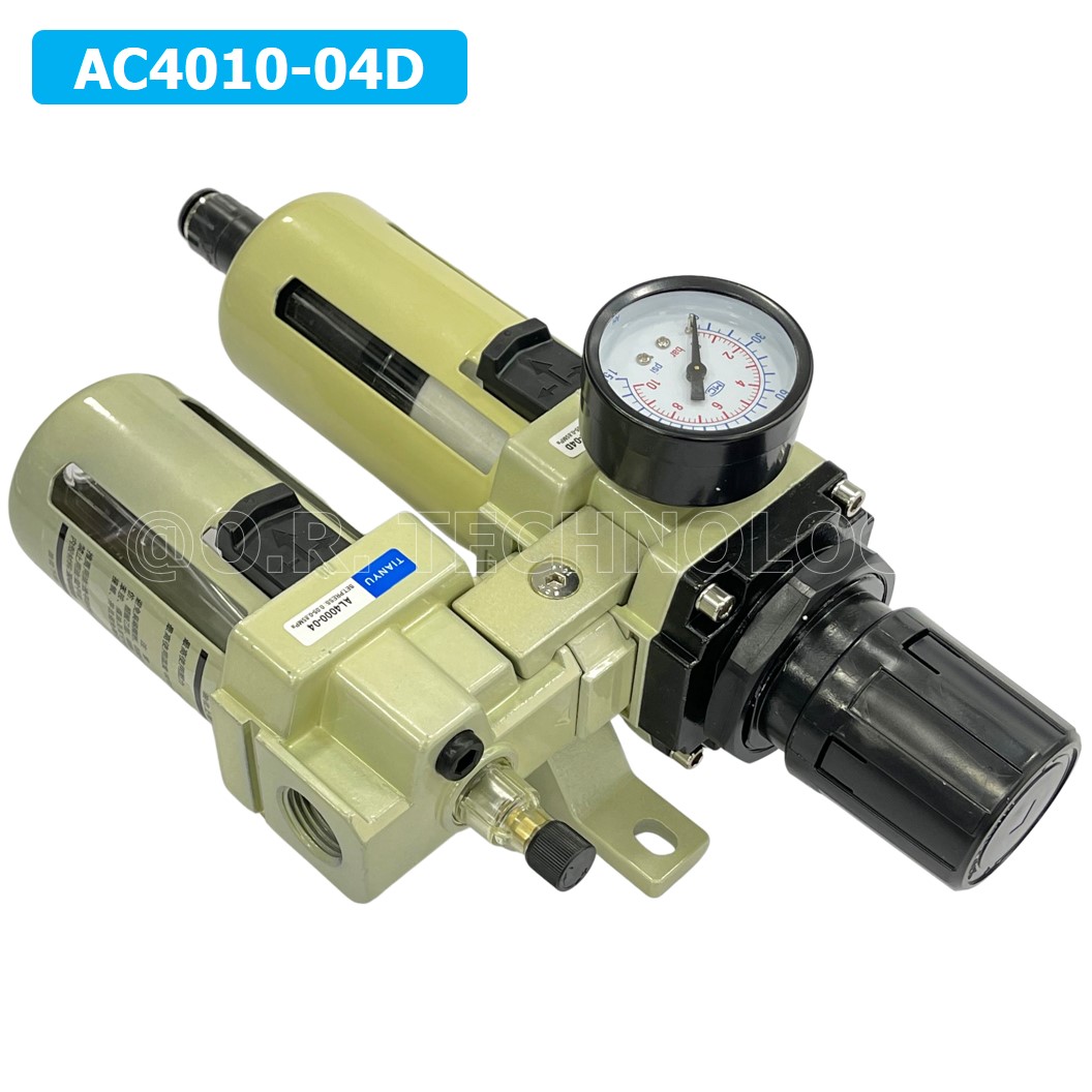 (1ชิ้น) AC4010-04D ชุดกรองลมแบบ 2 ตอน Auto Drain FRL 2 Unit Air Filter, Regulator & Lubricator TIANYU AC (AW+AL) แบบระบายน้ำอัตโนมัติ