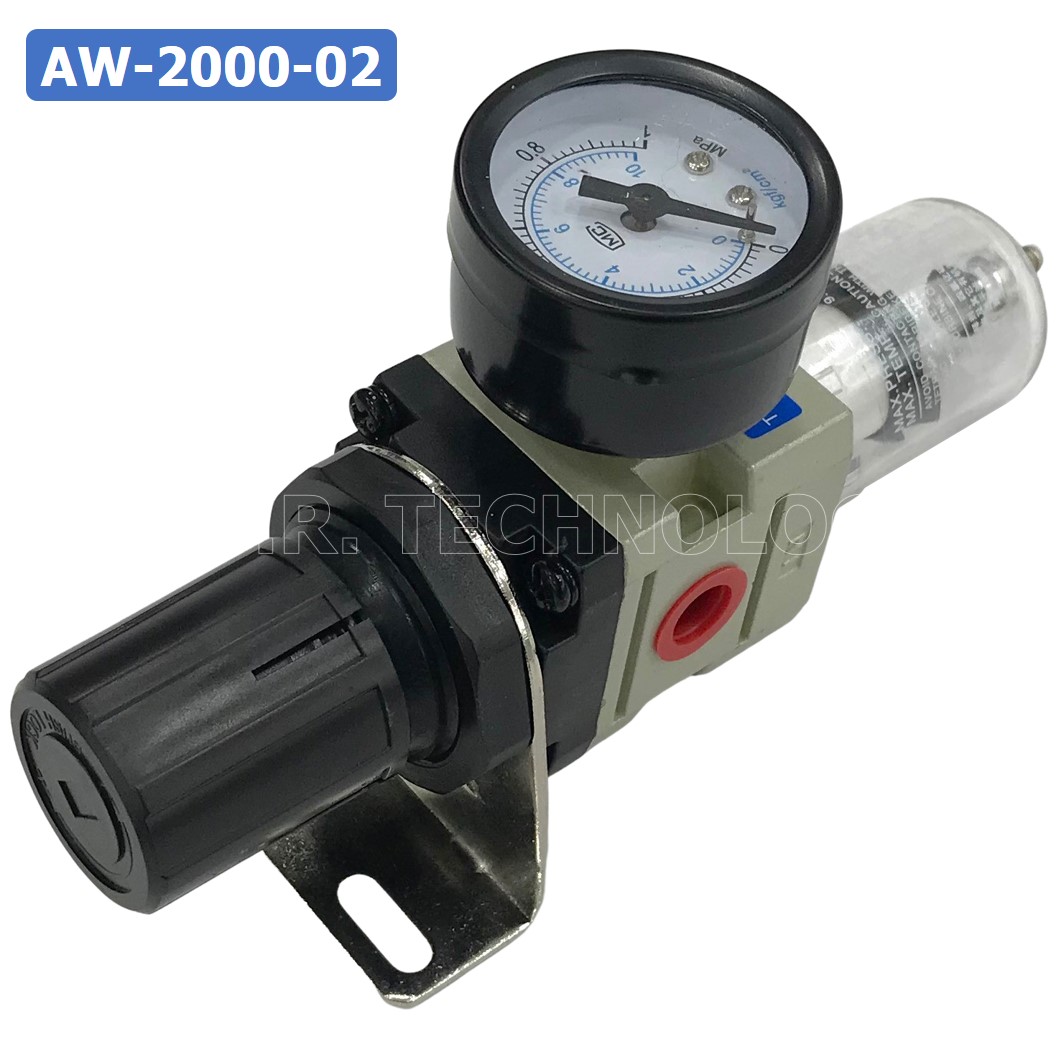 AW2000-02 ชุดกรองลมปรับแรงดัน Manual Drain AW Pneumatic Combination Air Filter Regulator TIANYU AW-2000-02