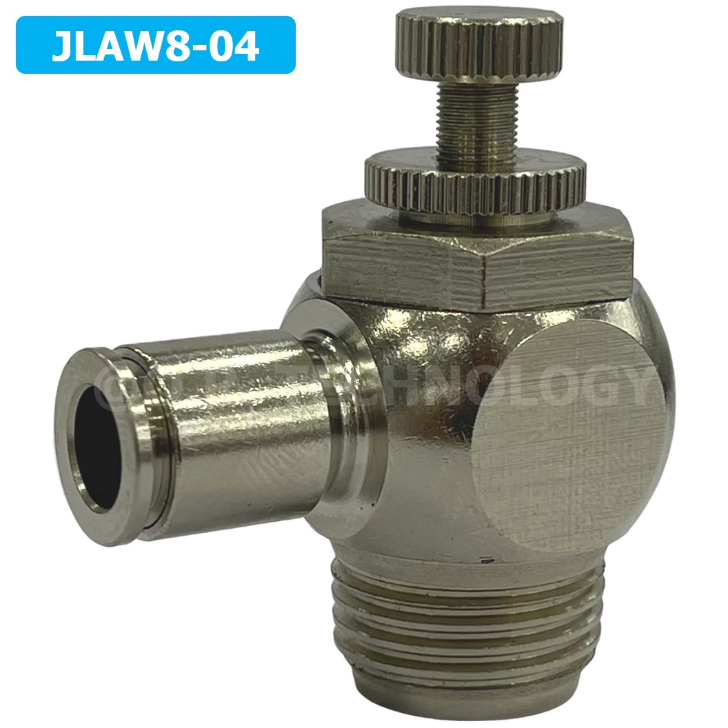 (1ชิ้น) JLAW8-04 ข้อต่อลมสแตนเลส ข้อต่อปรับลม งอ STAINLESS Air Flow Speed Controller ควบคุมความเร็วลม Speed Control valve JLAW JSL
