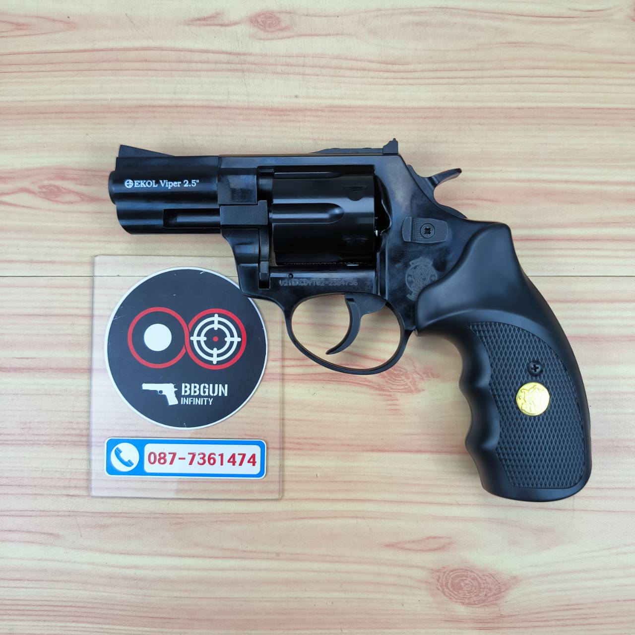 แบลงค์กัน ลูกโม่ 2.5 นิ้ว สีดำ กระดุมทอง EKOL VIPER 2.5" BLACK Smith & Wesson Revolver BLANK GUN