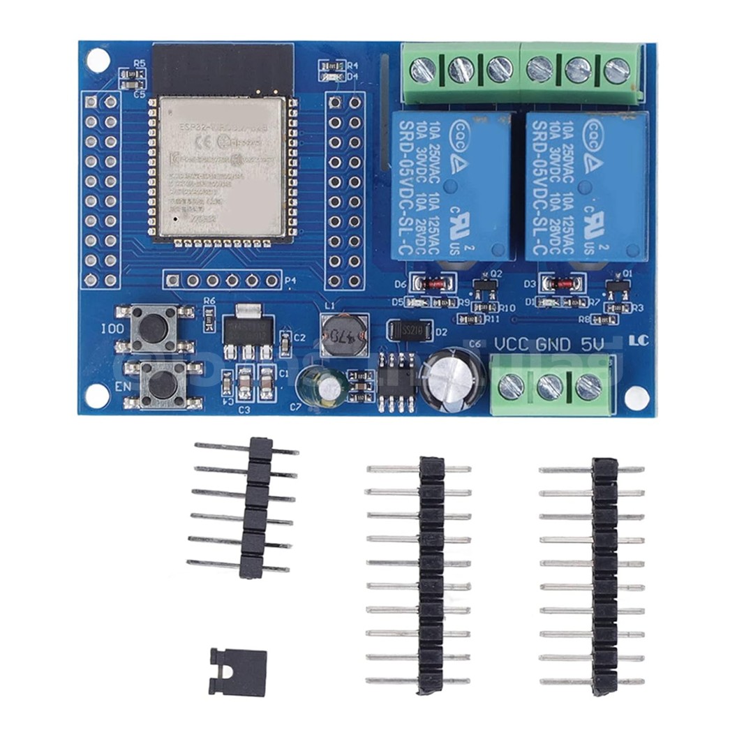 ESP32-Relay-DC-X2 บอร์ด ESP32 พร้อมรีเลย์ 2 ช่อง DC5-60V ESP32 WiFi Bluetooth 2 Channel Relay module 5-60VDC IOT ESP32-WROOM development board ESP-32