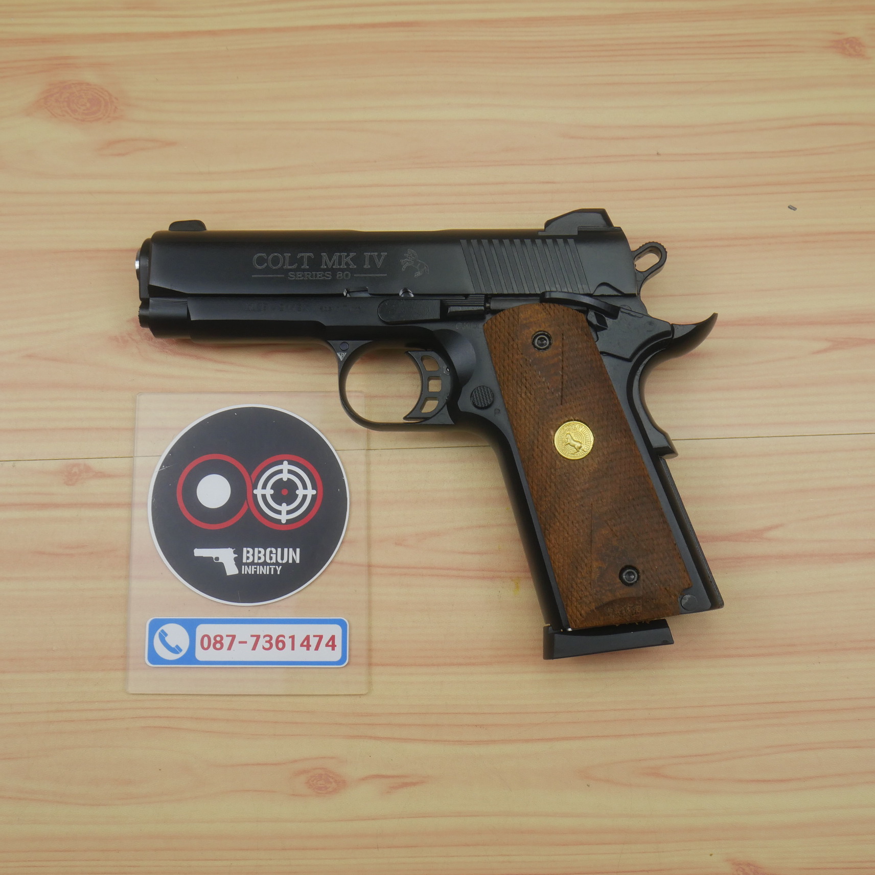 แบลงค์กัน KUZEY M1911 COLT MK IV SERIES 80 สีดำ 4 นิ้ว ด้ามไม้ Blank Gun