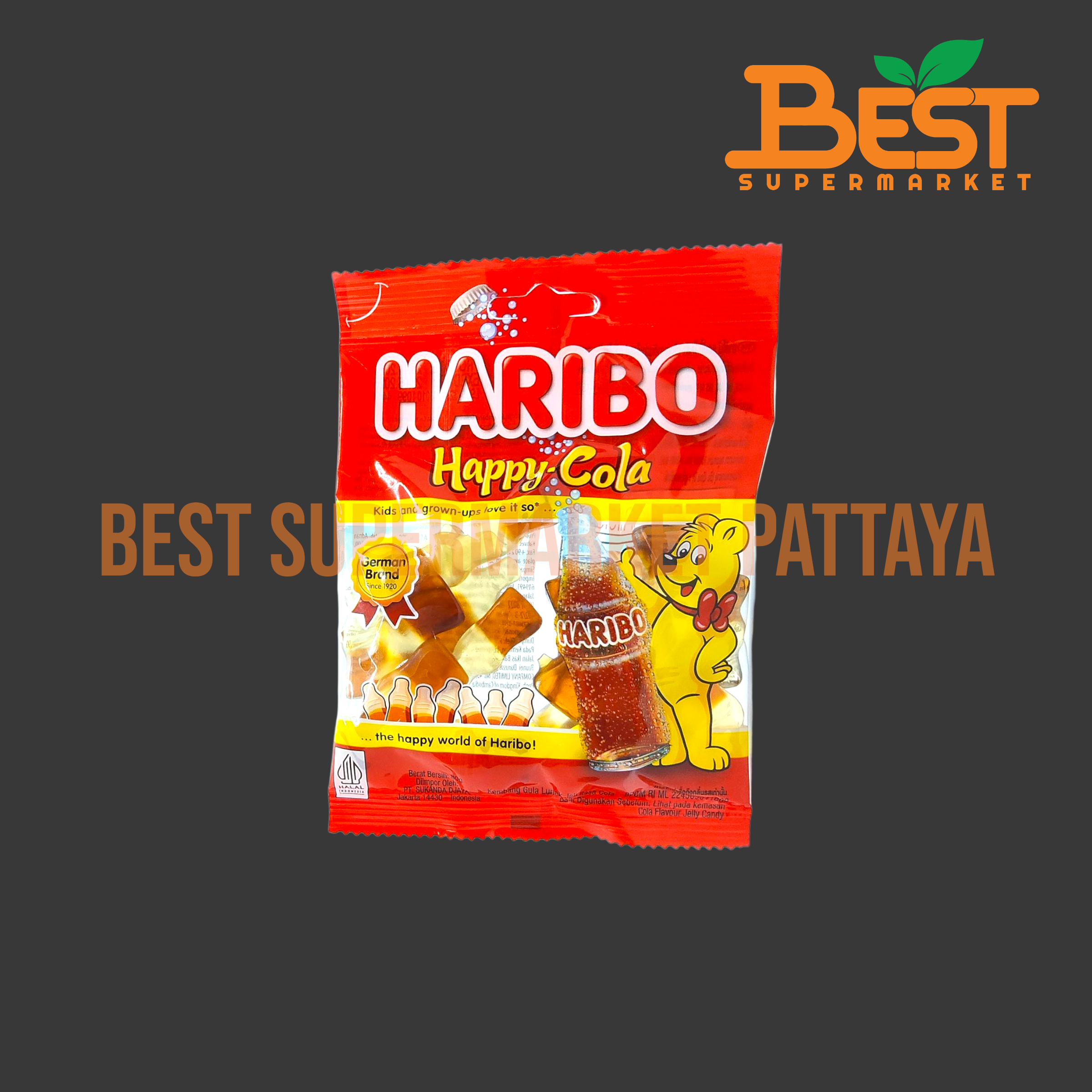 ฮาริโบ้ วุ้นเจราตินสำเร็จรูป กลิ่นโคล่า รูปขวด 80 กรัม.Haribo Happy-Cola 80g.