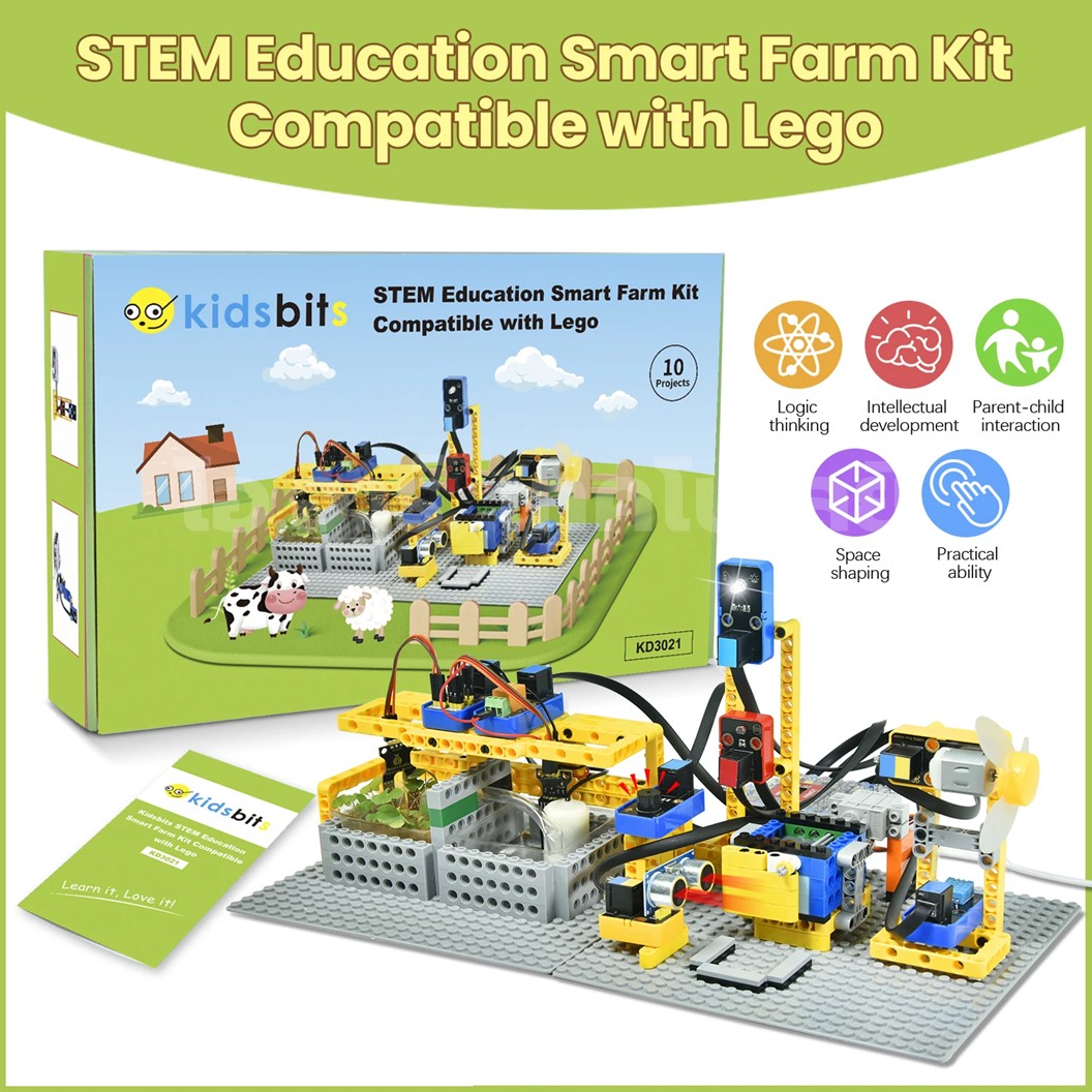 KEYESTUDIO KD3021 ชุดตัวต่อ Kidsbits Smart Farm Kit with Lego for Arduino STEM Education DIY Kit ชุดฟาร์มอัจฉริยะเพื่อการศึกษา Kidsuno ESP32