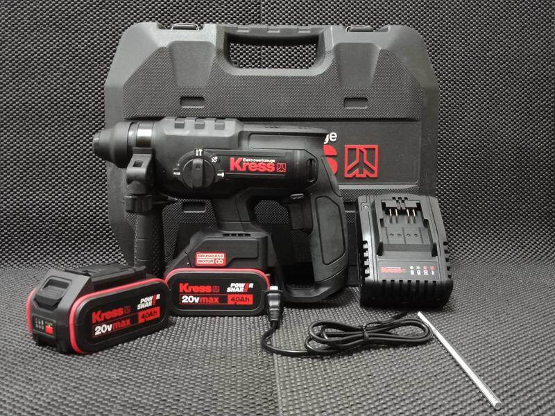 KRESS สว่านโรตารี่ไร้สาย รุ่น KU390 มอเตอร์บรัชเลสไร้แปรงถ่าน แบตเตอรี่ 20V 4.0Ah x 2 ก้อน + แท่นชาร์จ ประกัน 1 ปี