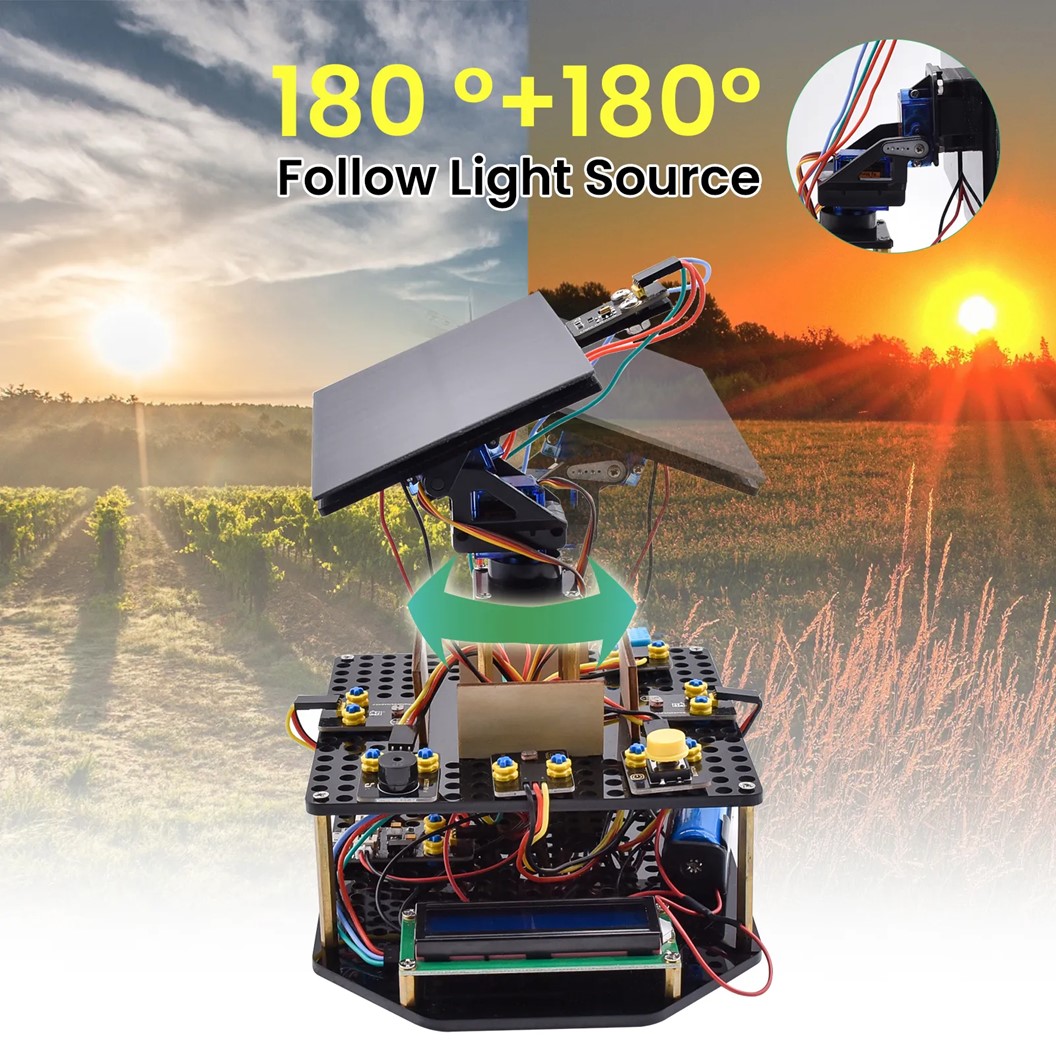 KEYESTUDIO ชุดระบบติดตามพลังงานแสงอาทิตย์ Smart Solar Tracking System Kit For Arduino ชุดทดลองโซล่าเซลล์ Solar Tracker System