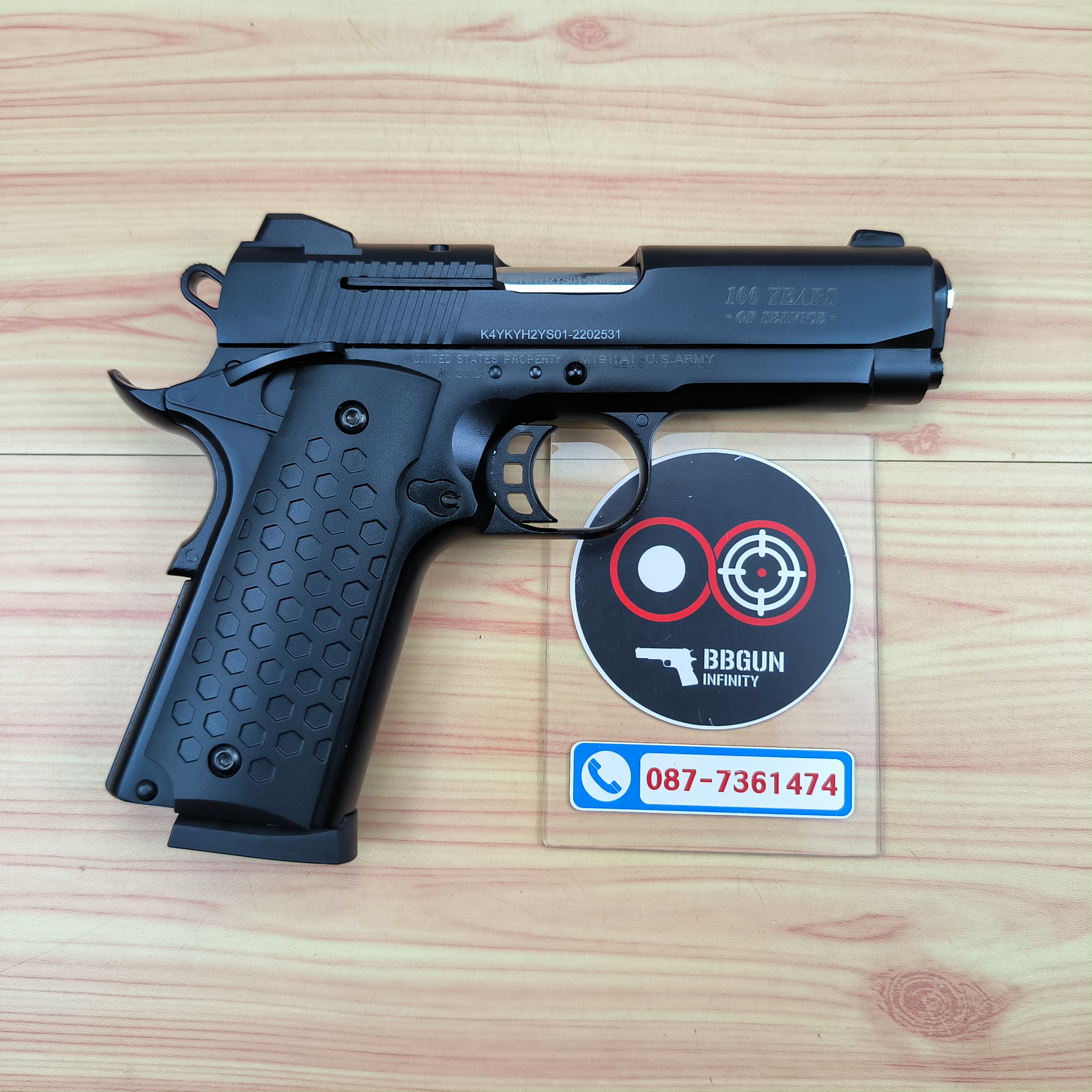 Blank Gun KUZEY 911SX COLT'S 100 ปี ลํากล้อง 4 นิ้ว สีดำ แบลงค์กัน (แถมกล่องใส่ปืน)