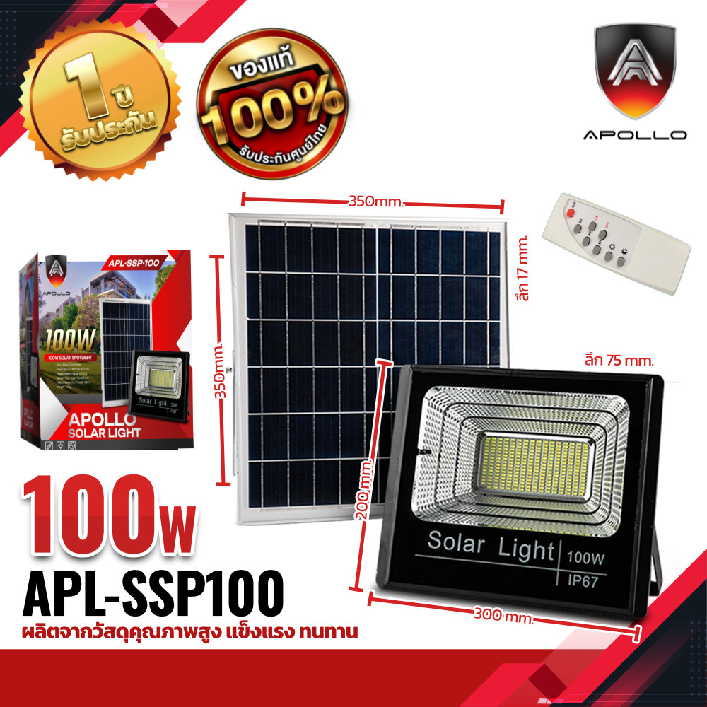 Apollo SOLAR PANEL Spot Light ชุดไฟสปอตไลท์พร้อม โซล่าเซลล์ รุ่น SSP-100
