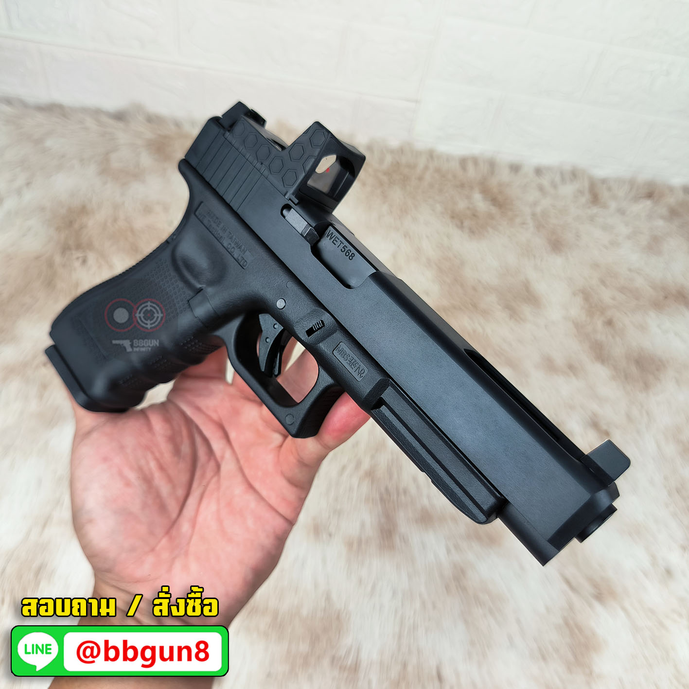 WE G34 Glock 34 Gen 4 MOS ดำ (แถมแผ่นเพลท RED DOT ศูนย์ปืนยกสูง เสริมด้าม)