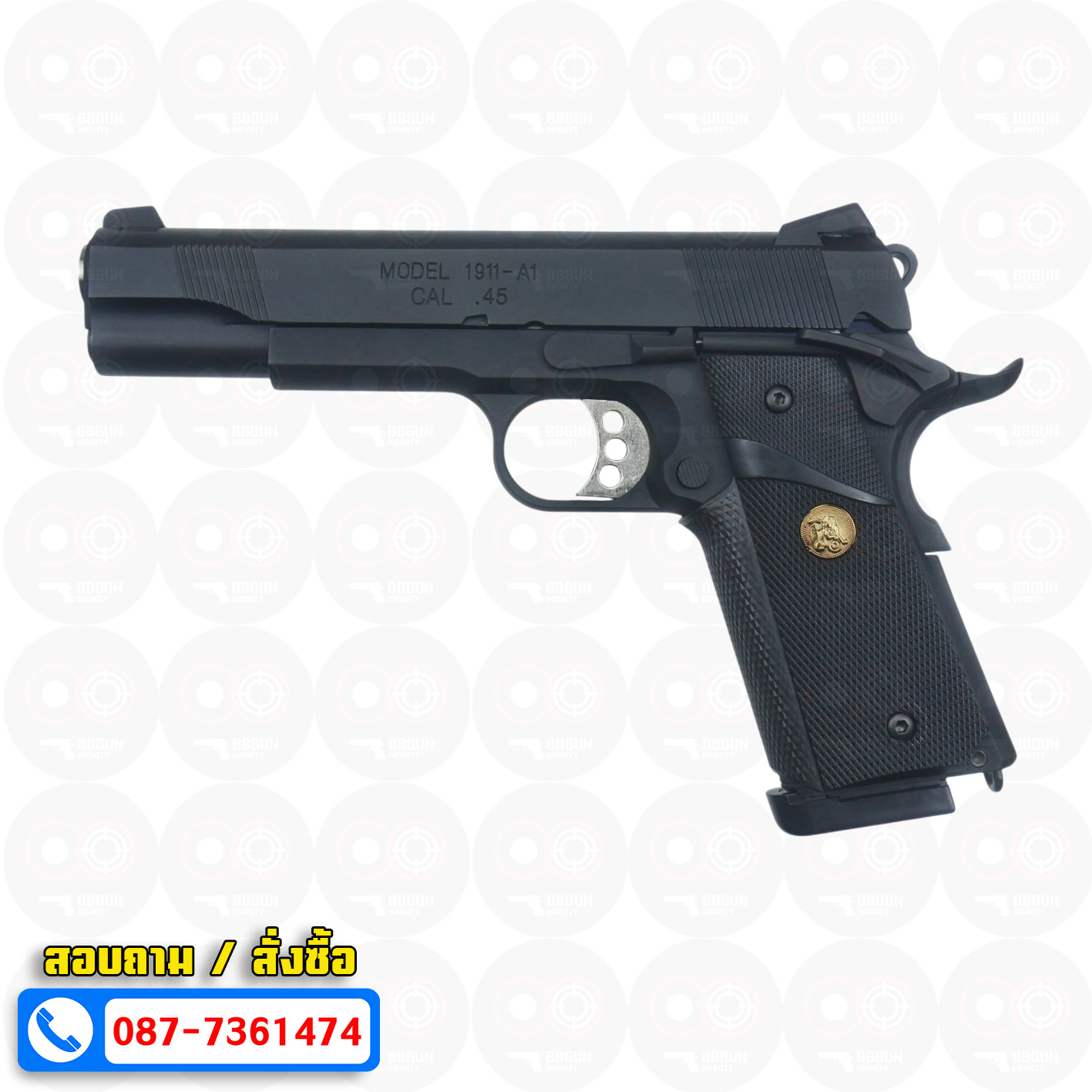 บีบีกันอัดแก๊ส Army Armament R27 Springfield 1911 สีดำ BB GUN