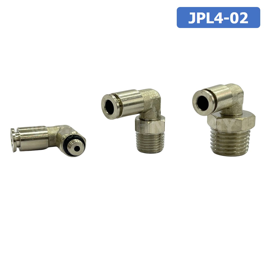 (1ชิ้น) JPL4-02 ข้อต่อลม เกลียวนอก งอ 90° สแตนเลส STAINLESS Male Thread Elbow Pipe Quick Fittings Connector ข้อต่อลมสแตนเลส ข้องอ