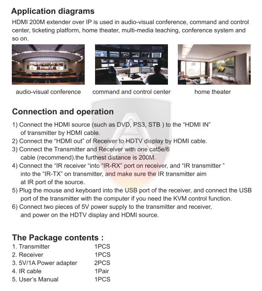 Apollo HDMI Extender รุ่น AX08 1080P 200m