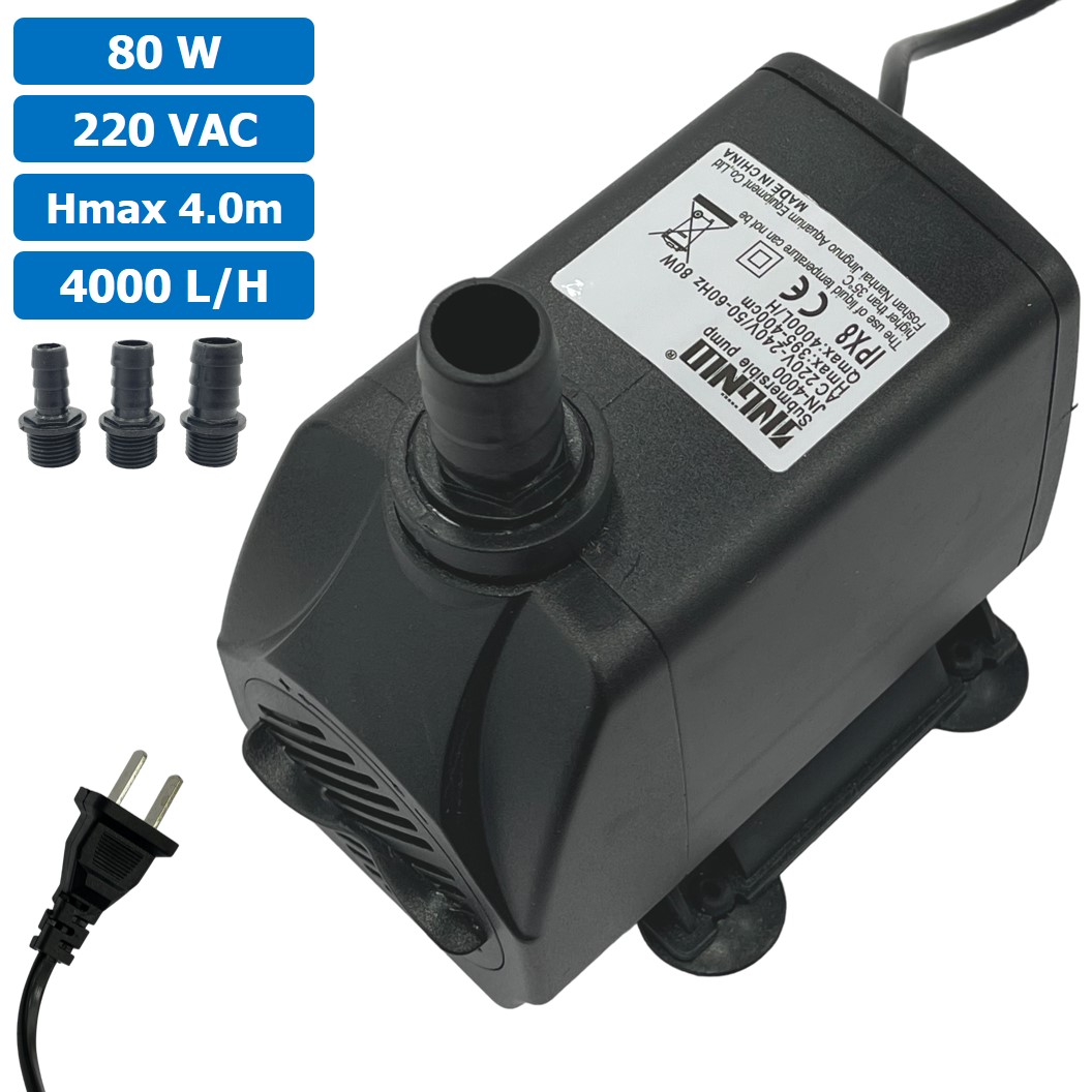 JN-4000 ปั๊มน้ำ ปั๊มแช่ ปั๊มน้ำพุ 220VAC 80W Water pump Submersible Pump JING NUO Hmax 4.0m Qmax 4000L/H JINGNUO