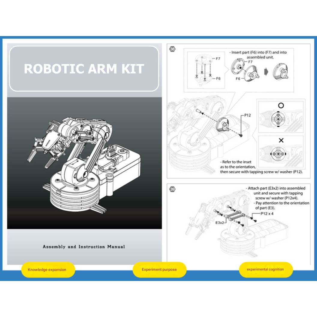 RB-003 ชุดหุ่นยนต์ แขนกล แบบมีสาย/ไร้สาย Robotic Arm kit Wired/Wireless Control Remote โรบอท แขนกล ชุดตัวต่อแขนกล Robot Arm
