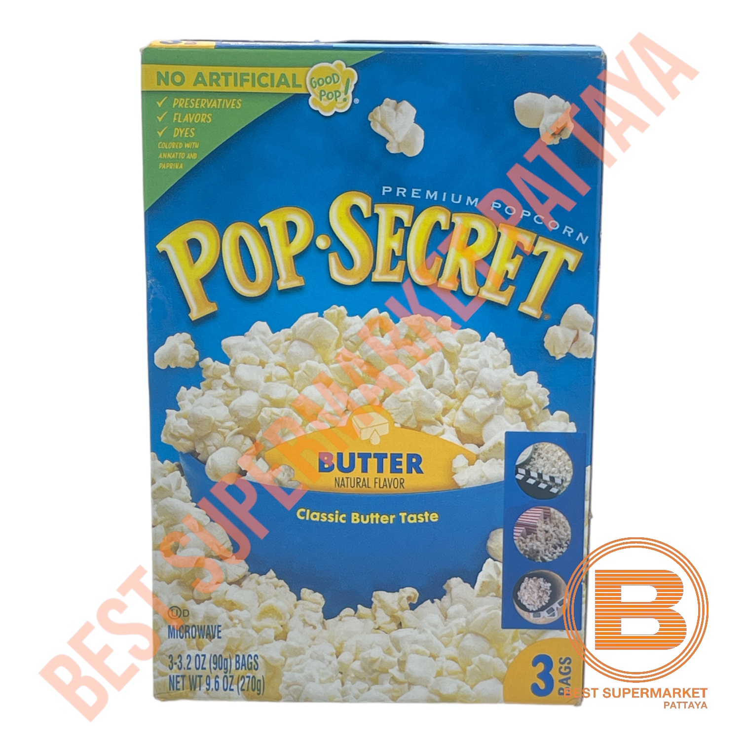 ป๊อปซีเครต ไมโครเวฟ ป๊อปคอร์น บรรจุ 3 ซอง Pop Secret Microwave Popcorn 3 Bags