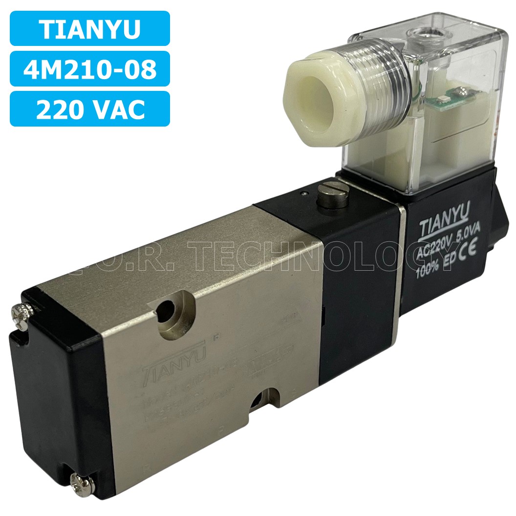(1ชิ้น) 4M210-08 220VAC โซลินอยด์วาล์ว คอยล์ 1 ข้าง Single Coil Solenoid Valve Pneumatic TIANYU