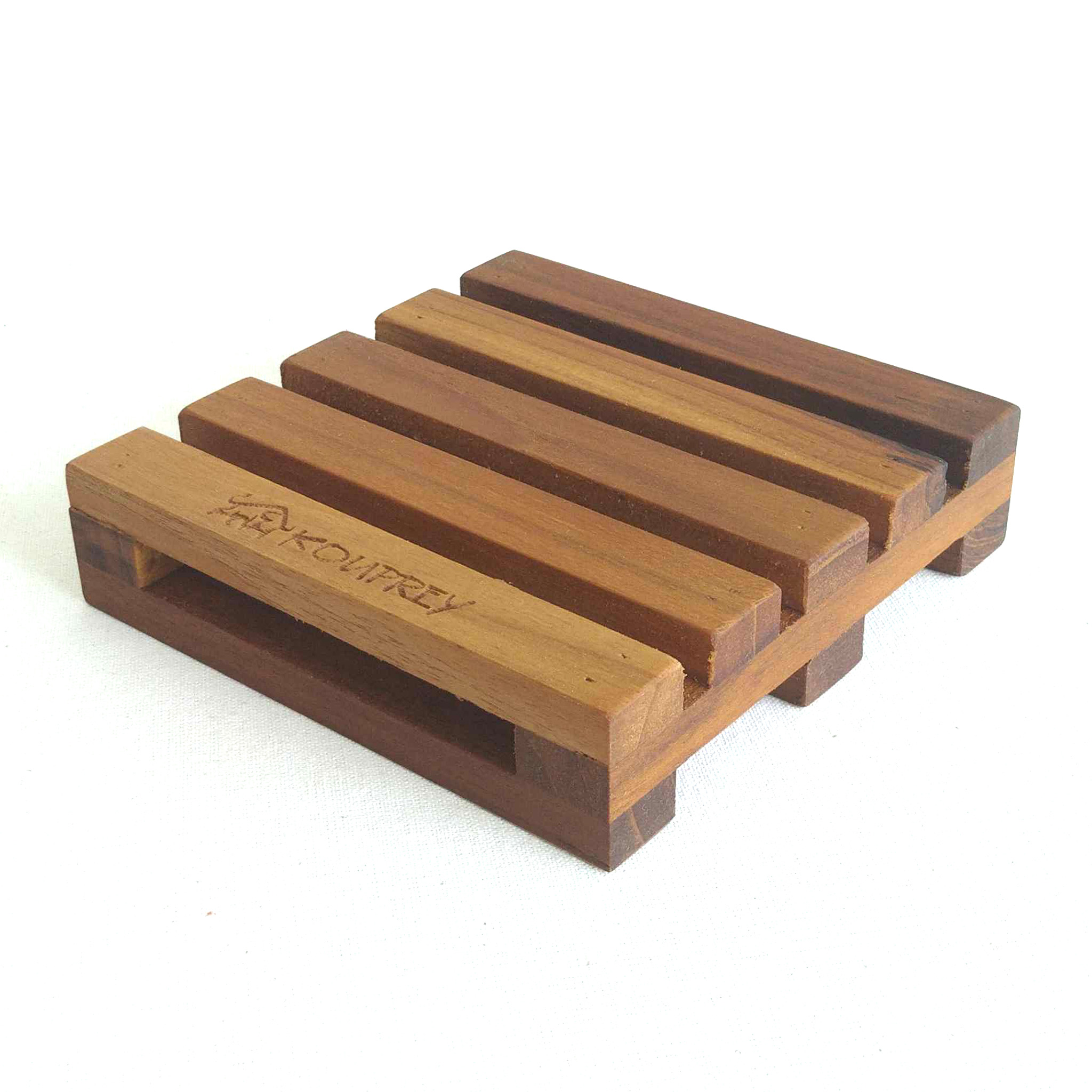กูปรี จานรองแก้วพาเลทไม้สัก ที่วางของร้อน KOUPREY Handmade Teak Brown Wood Pallet Coaster for Drinks Coffee Table