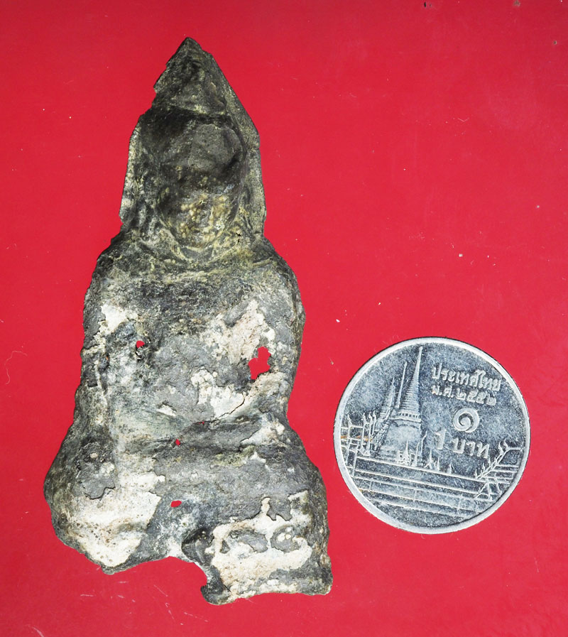 *28846 พระหูยาน สภาพผุกร่อนเดิมแต่ในกรุ เนื้อชินเงิน ลพบุรี 13